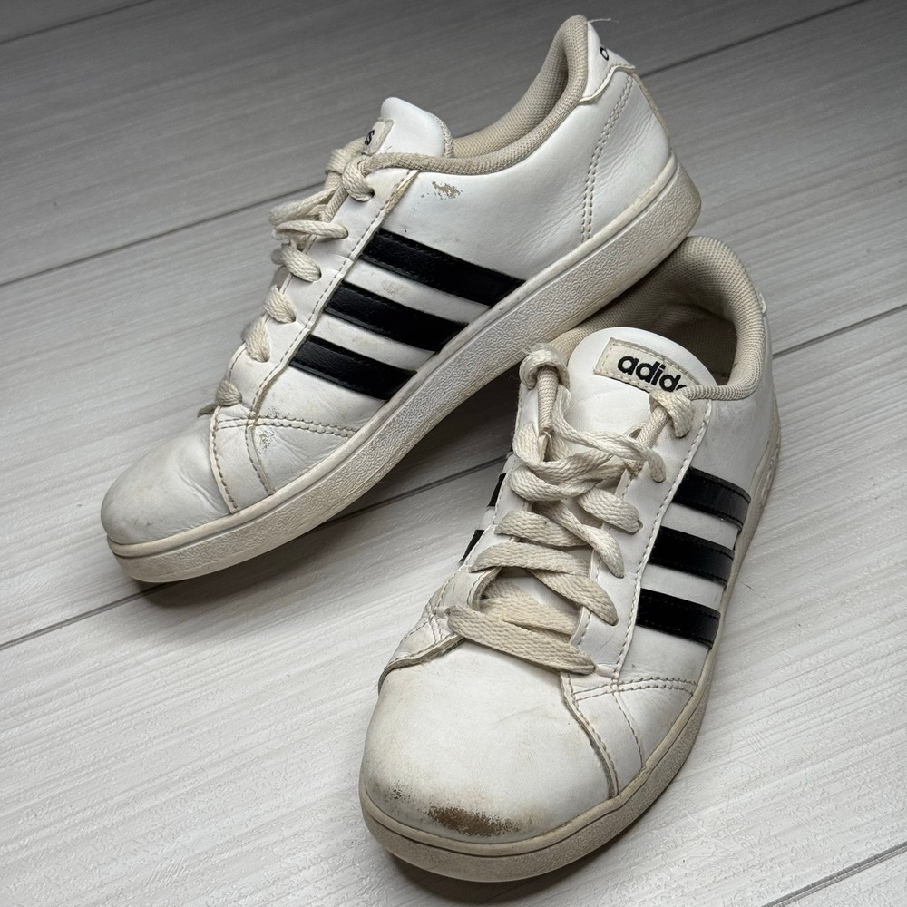 Adidas Grand Court‎ White Sneakers Black Stripe Casual Shoes Youth 3